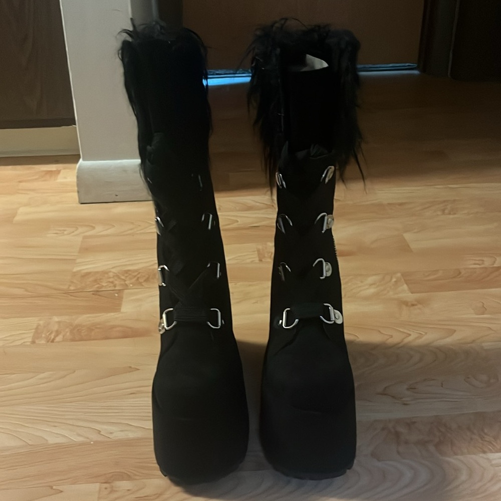 ‼️NWT‼️Dolls Kill X Widow Conflicted Galore Black Platform Boots Size 9 - Picture 9 of 9
